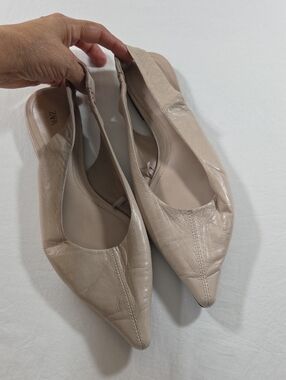 Zara Beige Pointed-Toe Slingback Flats Summer Fall Shoes